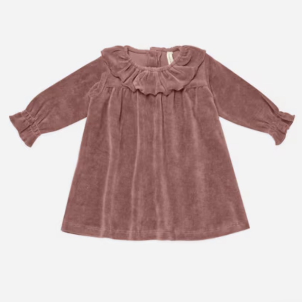 Quincy Mae Fig Velour Dress 0-3M